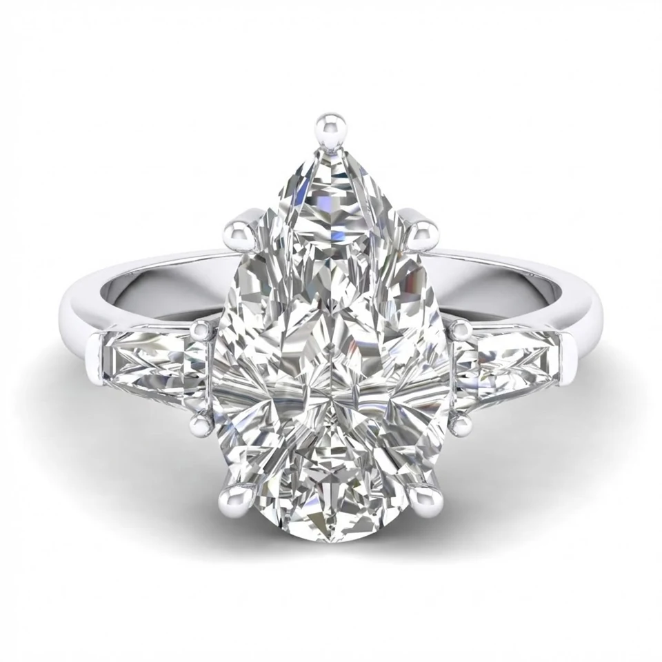 Three-stone Pear Diamond Ring