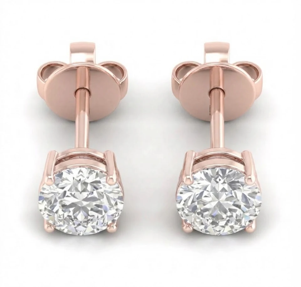 Rose Gold Diamond Stud Earrings