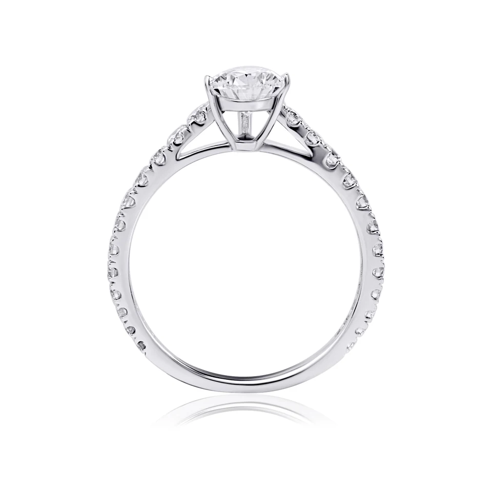 Solitaire Pave Lab Diamond Ring Pear