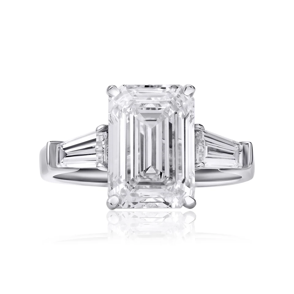 Emerald-cut & baguette diamond ring