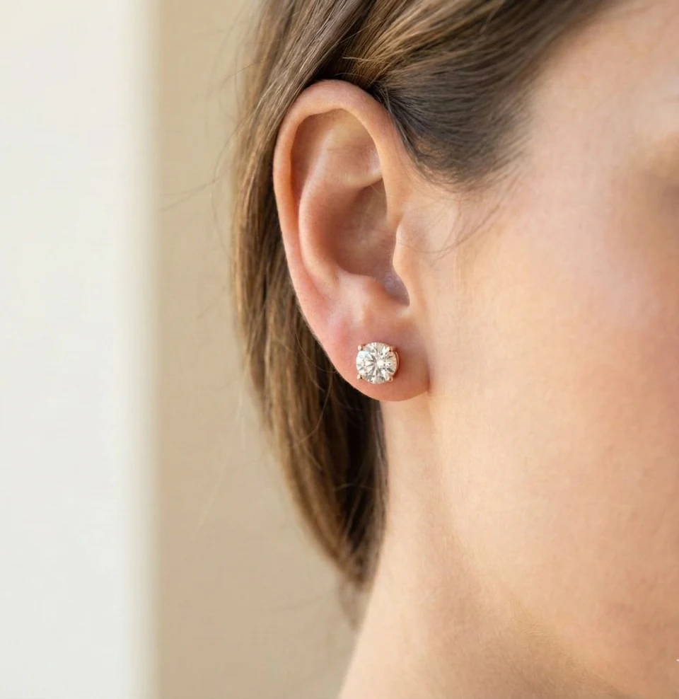 Rose Gold Diamond Stud Earrings