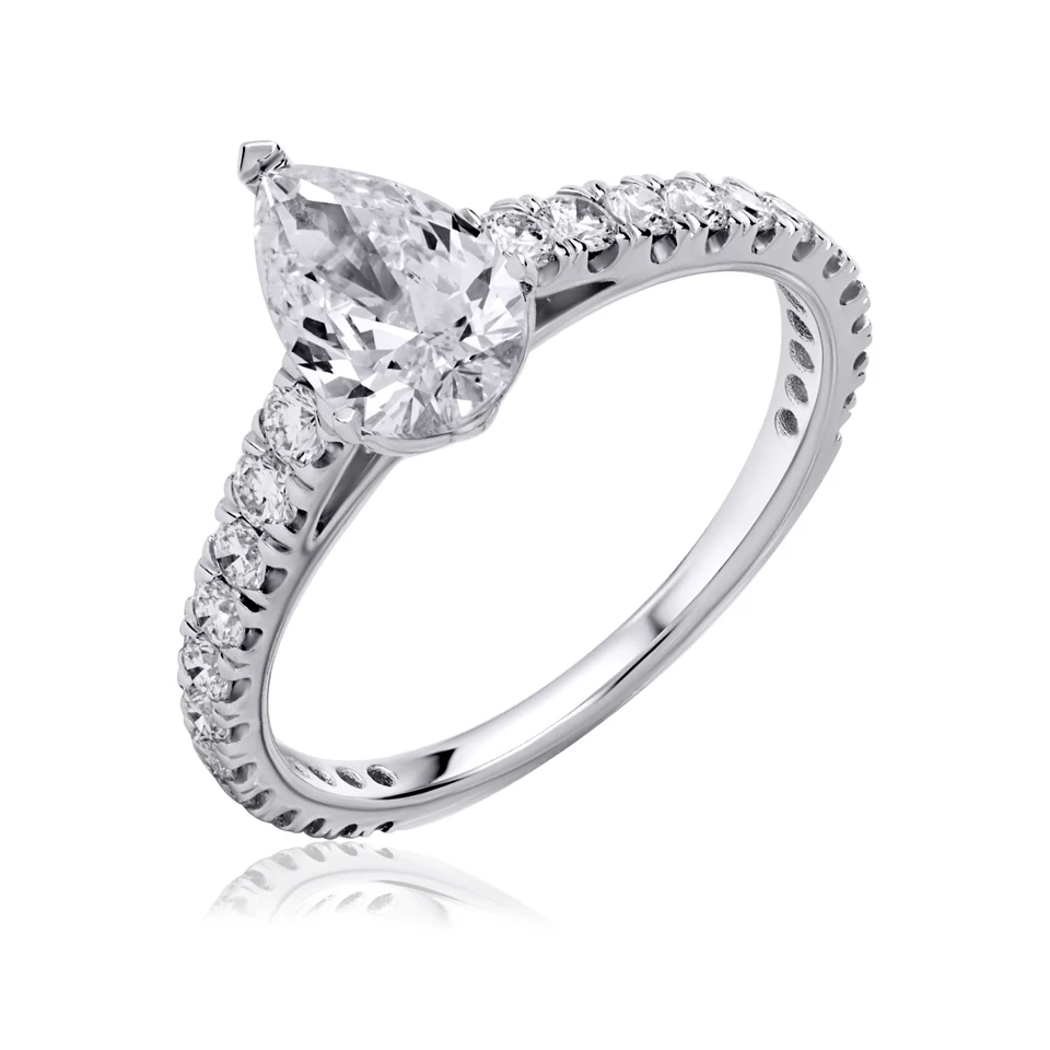 Solitaire Pave Lab Diamond Ring Pear