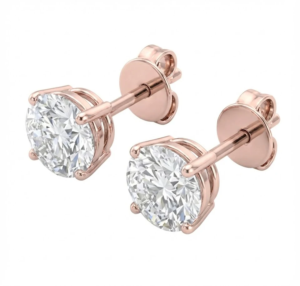 Rose Gold Diamond Stud Earrings
