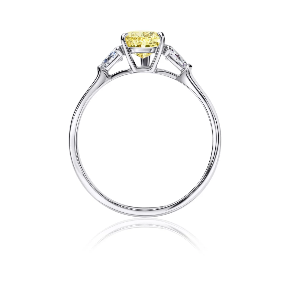 Three-Stones Lab Diamond Ring Pear Fancy Yellow