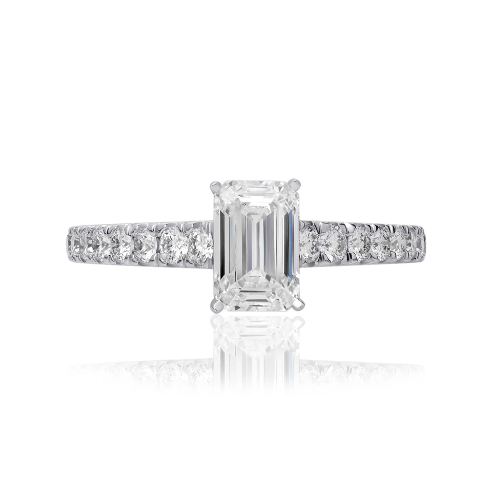 Solitaire Pave Lab Diamond Ring Emerald